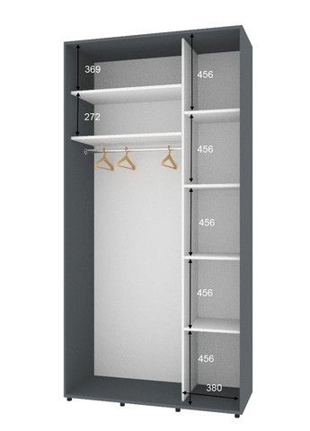 Шкаф-купе двухдверный Комфорт Мебель 110*60*240 см Графит 2 двери ДСП Стандарт Комфорт Меблі (360437124)