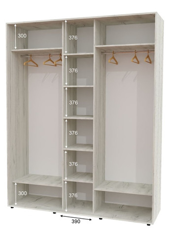 Шафа-купе тридверна 200*60*250 Дуб крафт білий Дзеркало з піскострумним малюнком ШК-04 Алекса (360443667)