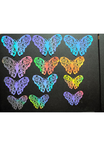 3D зеркальные наклейки бабочки серебро 12 шт JJ305-A No Brand (366301983)