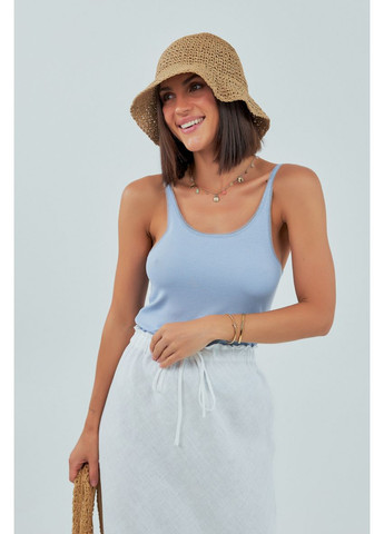 Майка в рубчик з сіточкою на бретелях Lurex — 370379852