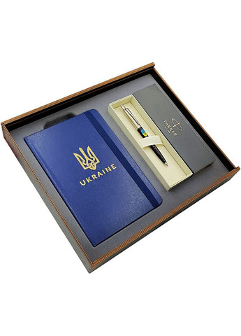 Подарочный набор: Коробка + Шариковая ручка JOTTER Ukraine 15632_T1026u + Блокнот Axent Partner Ukraine Cиний Parker (316517496)