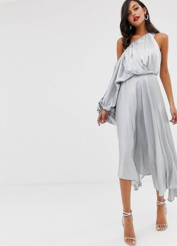 Серебряное серебряное платье меди с одним рукавом Asos