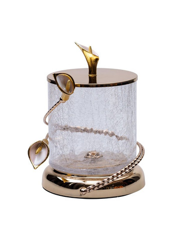 Цукерниця скляна 14×20 см з квітковим металевим декором цукерниця з кришкою HP-7-7 (A-034143) OYE ARTWARE (358933989)