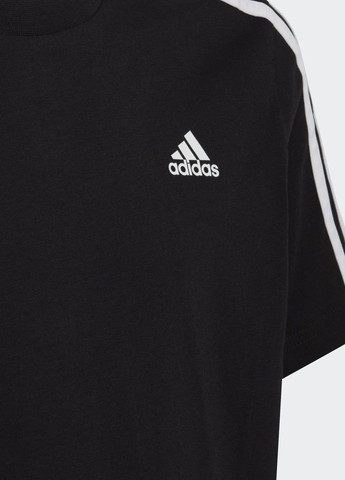 Черная демисезонная футболка essentials 3-stripes cotton adidas
