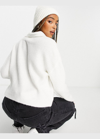 Білий демісезонний джемпер джемпер Topshop Knitted V Neck in Ecru 107173399