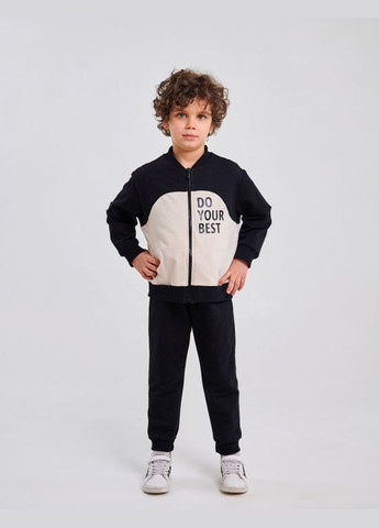 Чорний спортивний костюм (куртка+брюки) чорний Smil