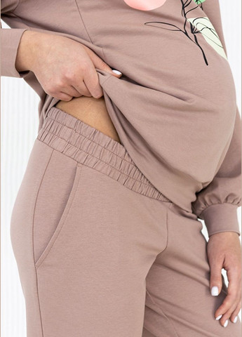 Трикотажні спортивні штани - джогери для вагітних коричневі бандажний животик Юла мама (284116690)