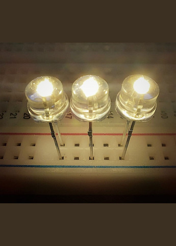 Светодиод белый теплый 5мм (плоская шляпка 120 градусов) 3В Sunlight (301085377)