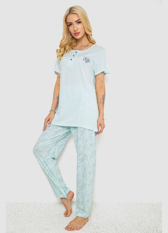 М'ятна піжама жіноча з принтом, колір м'ятний, 243r6623 Stil Moda