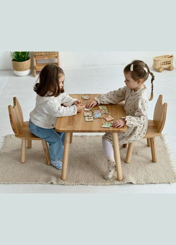 Дитячий столик і 2 стільчика Cat для дітей 4-7 років Натуральний Tatoy (292312764)