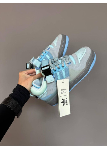 Блакитні Осінні кросівки чоловічі adidas forum x bad bunny light blue адідас форум бед банні No Brand