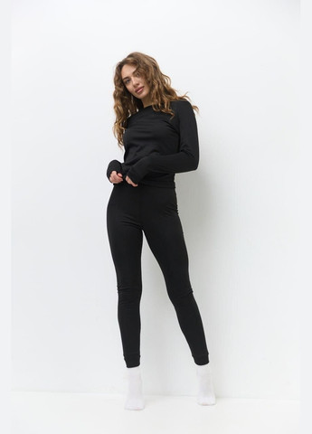 Женское термобелье на флисе лонгслив и леггинсы S M L XL черное, Украина OBR (306614176)