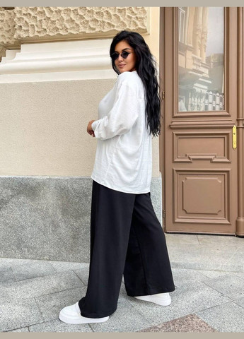 Молочная классическая, повседневный, кэжуал, джинсовая рубашка однотонная InFashion с длинным рукавом