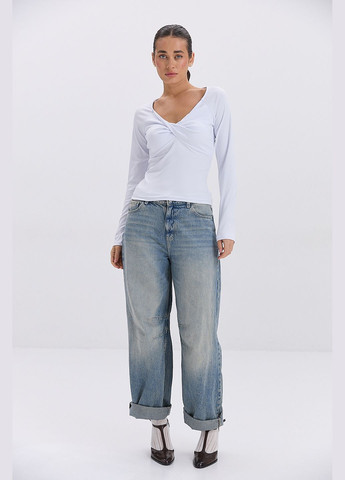 Жіночий лонгслів чорний з вузлом на грудях Arjen (324392486)