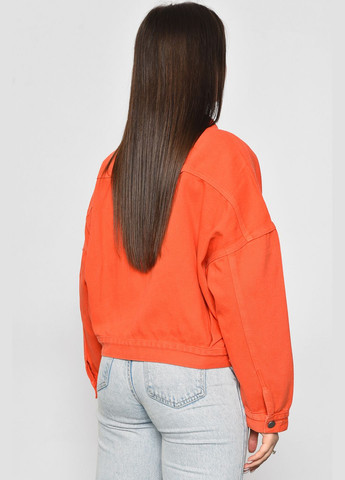 Оранжевый женский джинсовка женская оранжевого цвета Let's Shop с орнаментом - демисезонный