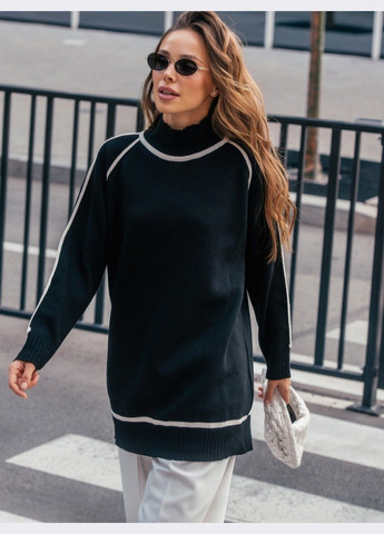 Чорний демісезонний светр чорного кольору з високою горловиною Dressa