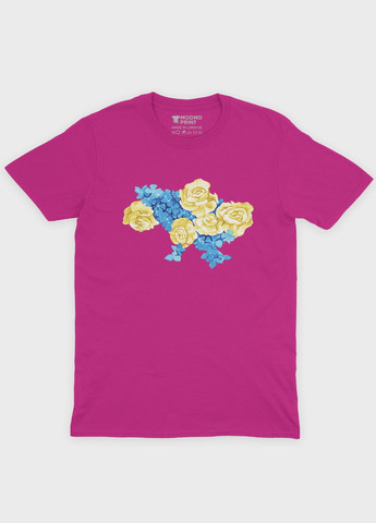 Розовая демисезонная футболка для мальчика с патриотическим принтом карта украины (ts001-1-fuxj-005-1-019) Modno