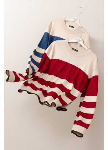 Комбинированный джемпер 2833 перламутр-бургунди Triko Bakh