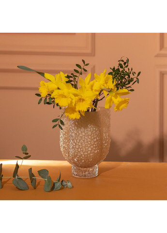 Ваза декоративная 13.5х13.5х18 см для цветов стеклянная фигурная ваза из цветного стекла 1 л Бежевая HP-10-29 Flower Season (368767068)