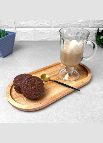 Овальна дерев'яна таця для чашки та десертів 27 см Hell (303212306)