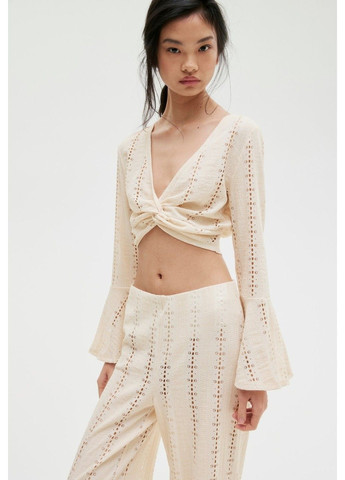 Жіночий мереживний кроп-топ Н&М (58292) XS Світло-бежевий H&M (327913765)