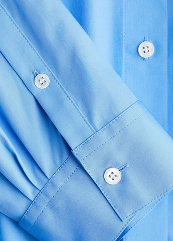 Синяя классическая рубашка однотонная H&M