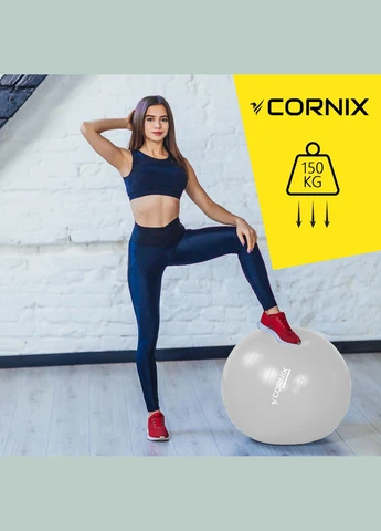 М'яч для фітнесу (фітбол) 65 см Anti-Burst XR-0362 Silver Cornix (318867465)