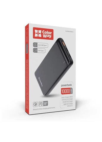 Универсальная мобильная батарея Slim PD 10000mAh Black (CW-PB100LPG3BK-PD) Colorway (394451165)
