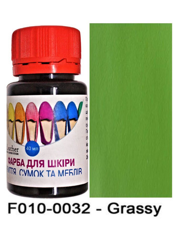 Фарба поліуретанова (водна) для шкіряних виробів 40 мл. Grassy (Трав'яний) Dr.Leather (282311567)