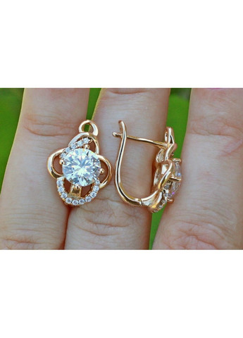 Сережки завитки з каменем 1,8 см золотисті love-shopping Xuping Jewelry (355798819)