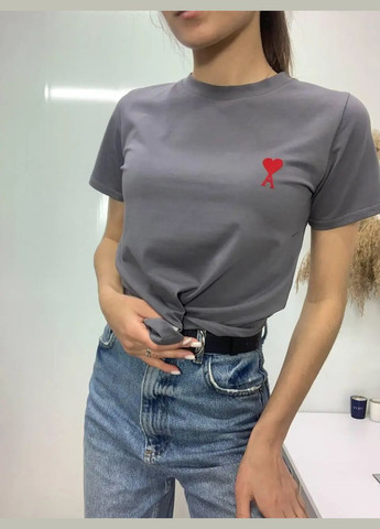 Футболка сіра з Амі, бавовна No Brand - (328265449)