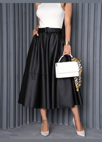 Черная праздничный однотонная юбка 14162 черная ISSA PLUS