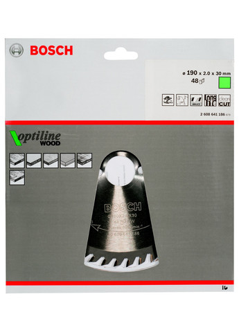 Пильный диск Optiline Wood (190x30x2 мм, 48 зубьев) по дереву (20690) Bosch (267819176)