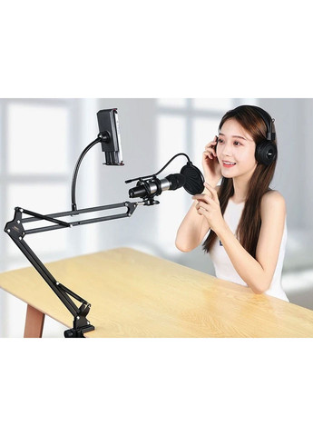 Стійка для мікрофона з тримачем телефону Mobile Recording Studio CK100 Pro Чорний Remax (363831198)