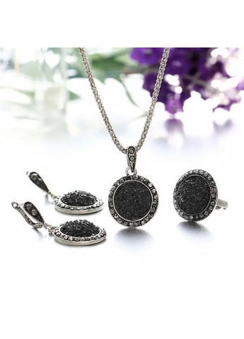 Комплект украшений с черными камнями No Brand Жіночий комплект прикрас (364261595)