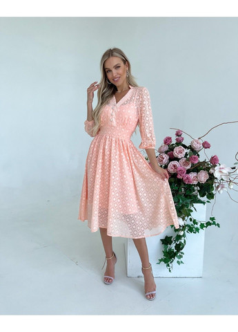 Розовое коктейльное платье "elegant charm" 22024 персиковое Tanita-Romario