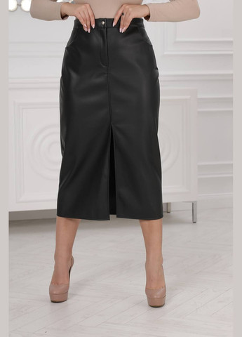 Черное женская юбка из эко-кожи цвет черный р.50/52 446876 New Trend