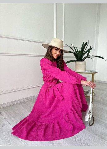 Малинова кежуал сукня з вельвету No Brand однотонна