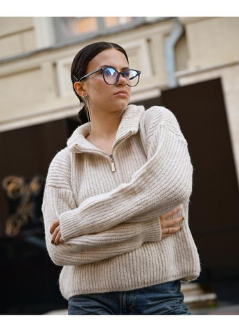 Бежевый зимний вязаный женский свитер No Brand