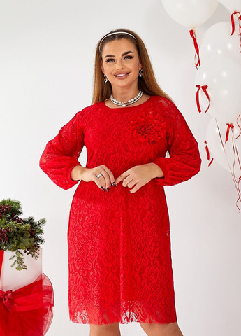 Червона святковий, вечірня сукня з гіпюру футляр No Brand однотонна