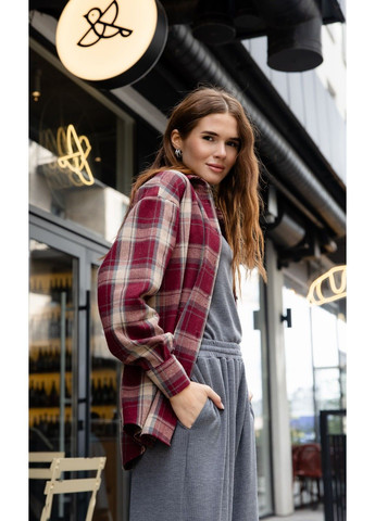 Сорочка картата тепла бордо Bessa (364303136)