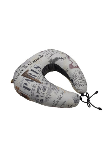 Подушка під шию EKKOSEAT для відпочинку та тривалої подорожі. Бінарна з велюровою вставкою. Париж/Сіра. RO-3H-503 Ekko Seat (353718885)