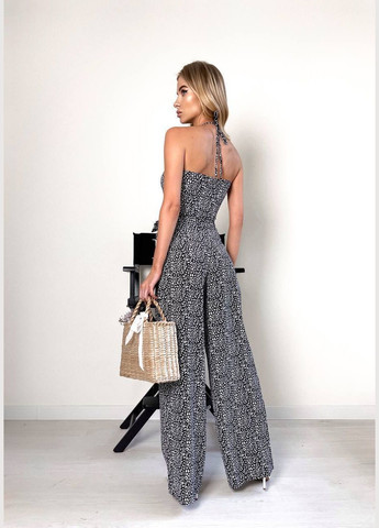 Приємний до тіла костюм двійка з американського крепу в абстрактному принті, повсякденний літній костюм 2-ка (топ+штани) No Brand 642 (295441565)