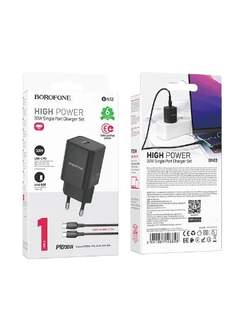 Зарядное устройство с быстрой зарядкой + кабель Type-C BN13 |1Type-C, 30W| Borofone (337351386)