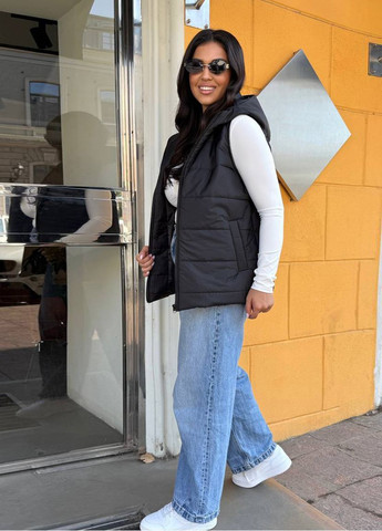 Жіночий стьобаний жилет безрукавка на блискавці з капюшоном Modena (371388498)