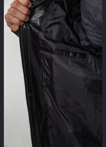 Чорна демісезонна куртка чоловіча демісезонна екошкіра, колір чорний, Ager