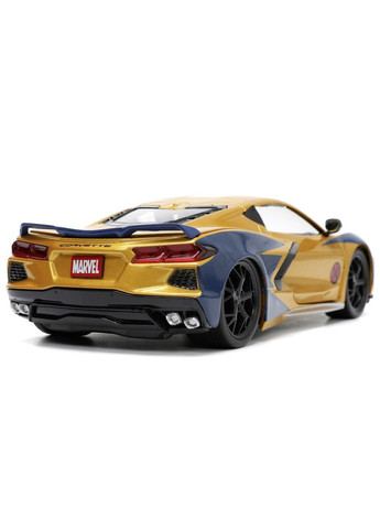 Машина металева Марвел. Люди-Х Шевроле Корвет з фігуркою Росомахи, 1:24, жовтий з синім () Jada 253225025 (362080831)