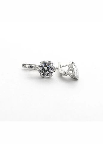 Серьги с камнем круг 8094 Maxi Silver (337132918)