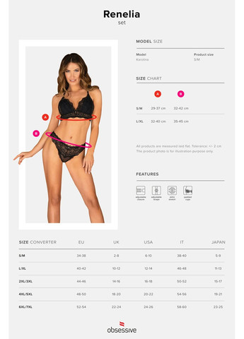 Черный демисезонный комплект кружевной renelia set Obsessive