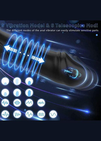 Телескопічна анальна пробочка з ерекційним кільцем, вібрацією та дистанційним керуванням No Brand (339865002)
